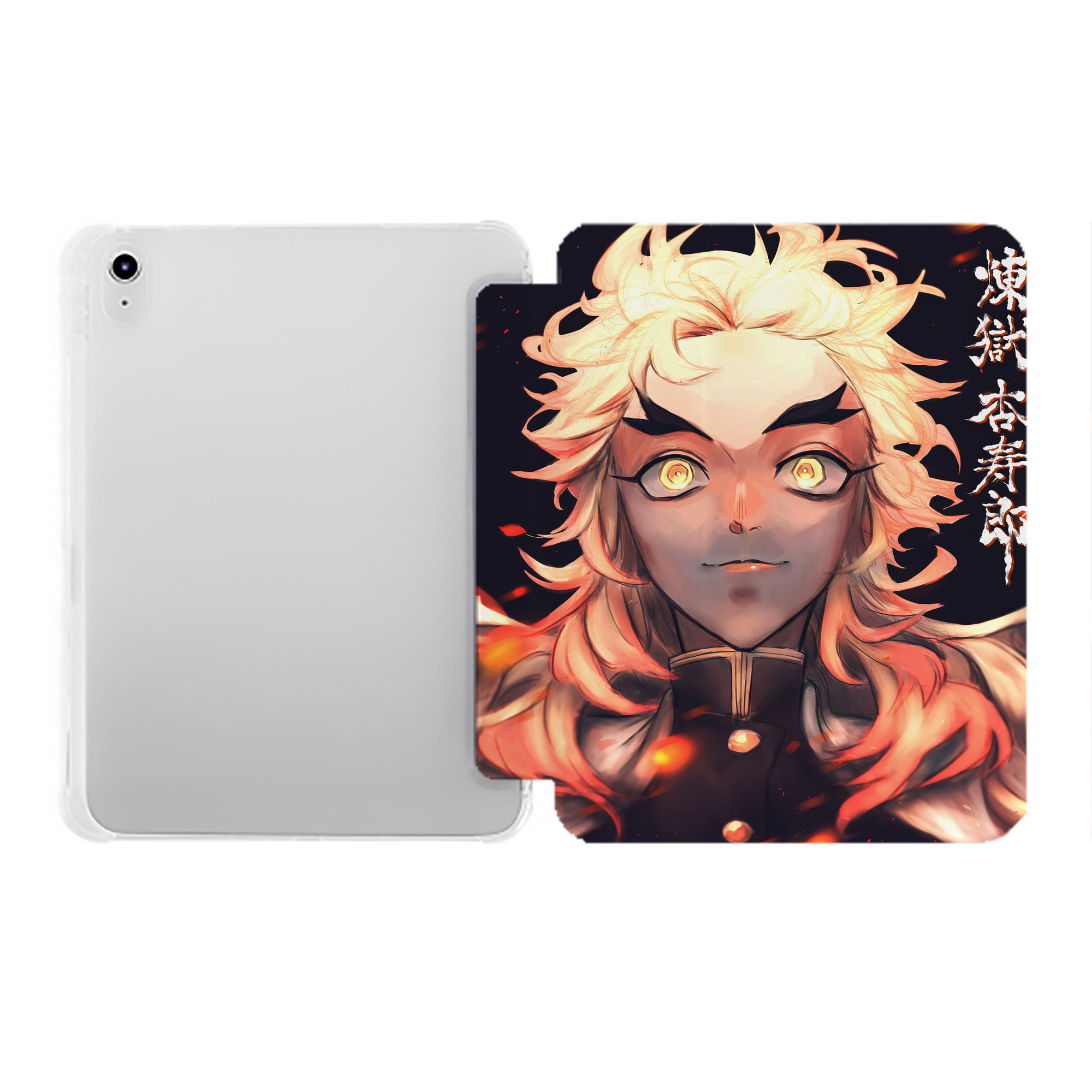 （画像用） 炎柱-煉󠄁獄 杏寿郎／れんごく きょうじゅろう Rengoku Kyoujurou IPad ケース ペン収納付き 三つ折りスタンド PUレザー×シリコン 対応機種9.5/10.5/10.9インチ